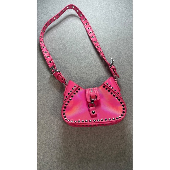 Urban Outfitters Handbags - Urban Outfitters Pink Holographic Studded Shoulder Bag Y2K Grommet Strap Small
